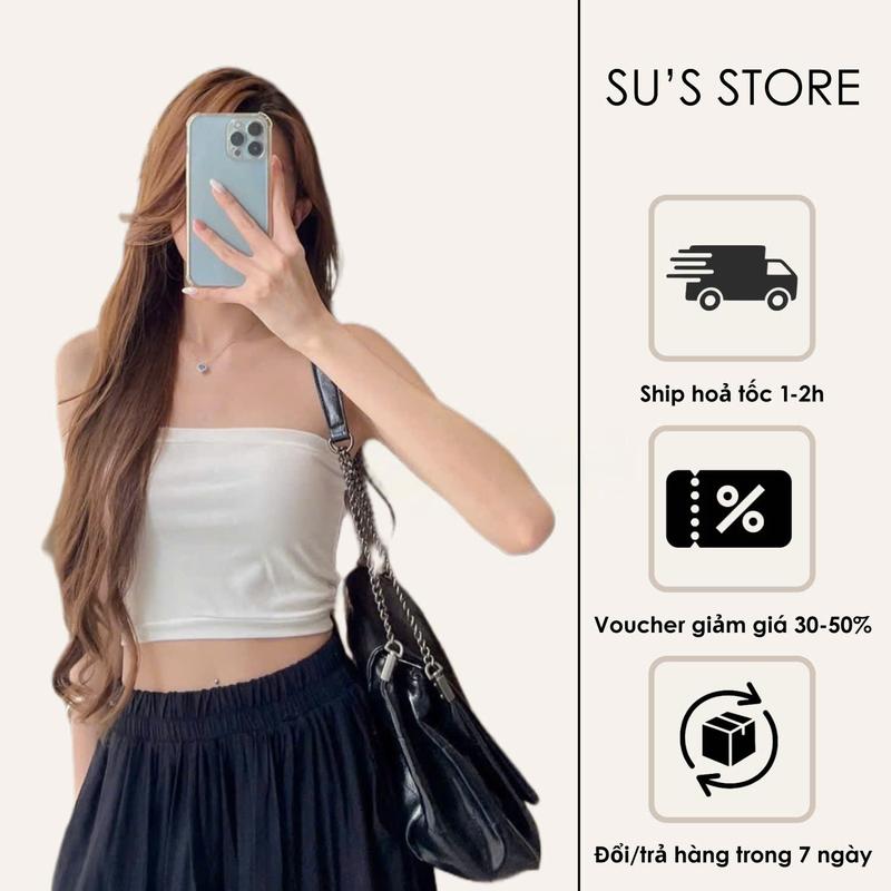Áo Ống Quây Croptop Nữ A2225 – Susstore Áo Thun Trơn Ôm Body, Co Giãn, Thời Trang Nữ Bigsize