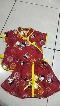 Product Review of Setelan Baju Cina Rok Baju Sanghai Lengan Pendek Buat Usia 0 Bulan Sampai 7 Tahun Bahan Katun from B**n 1