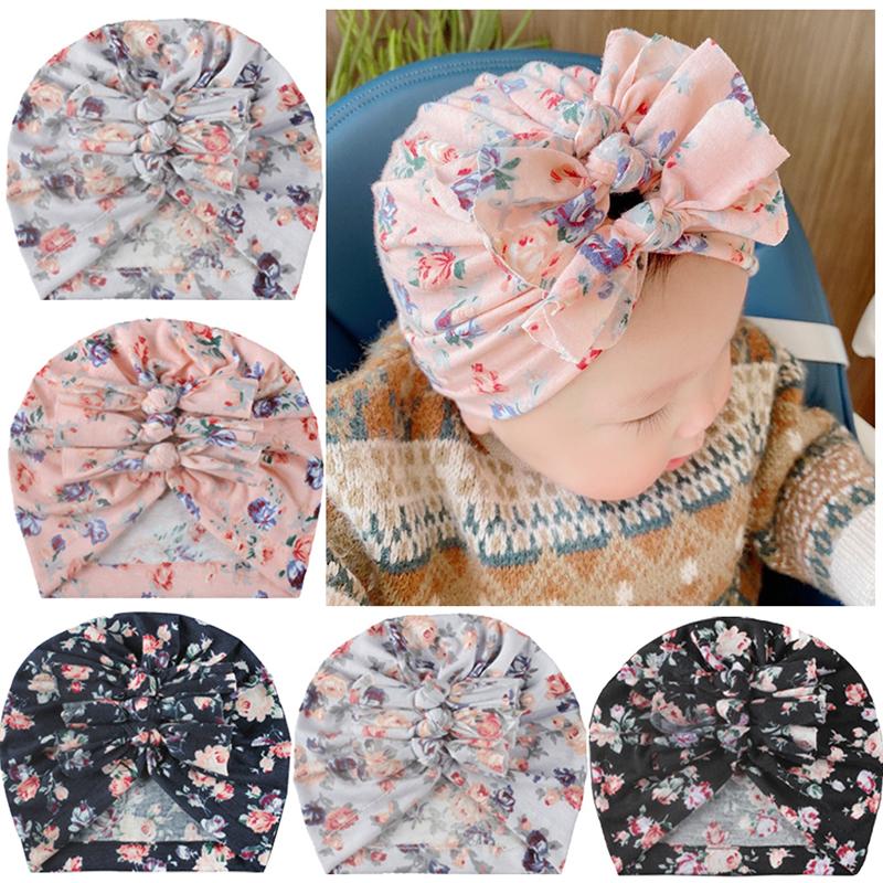 Product Introduction of New Cute Baby Hat Bowknot Baby Girl Beanie Cap Soft Kids Children Printing Infant Spring Summer Hat Bonnet 9