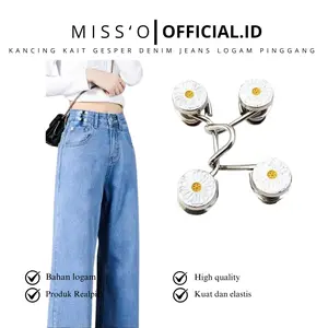 Missoofficial.id KMP537 Kancing Kait Gesper Denim Jeans Logam Pinggang Simple Adjustable Pengait Celana