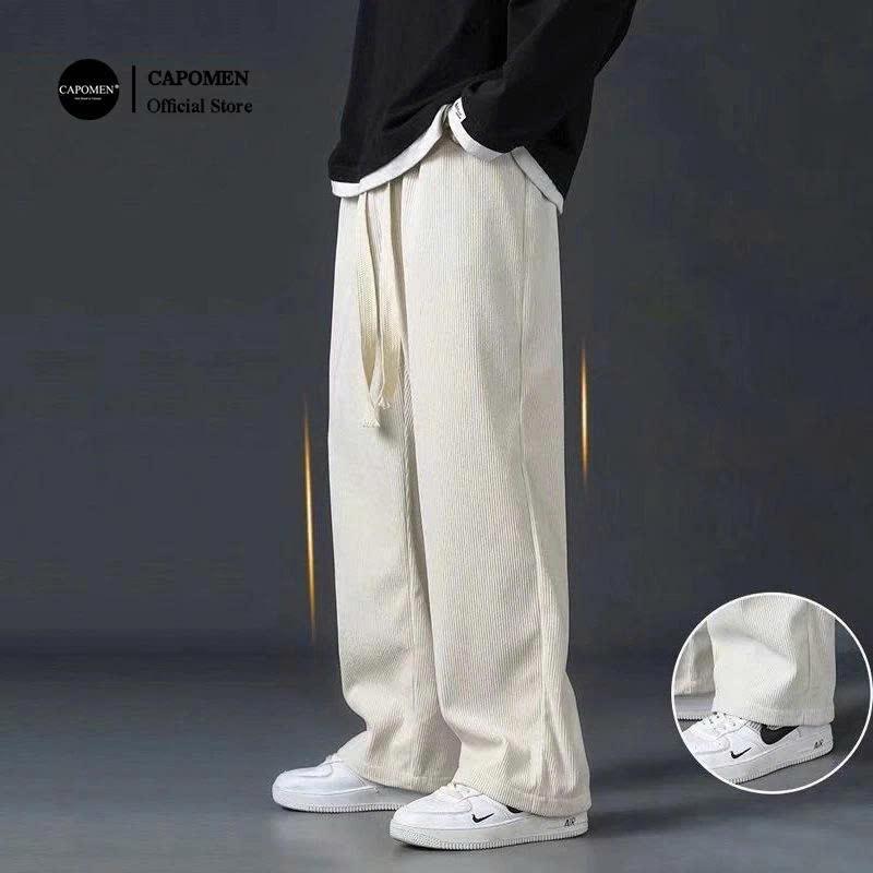 Quần suông ống rộng, basic Hàn Quốc chất nỉ tăm hàng loại một, năng động và cá tính fom dáng unisex Nam Menswear Ong Pants