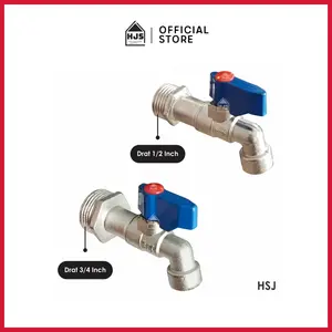 HSJ Kran Tembok Engkol 1/2" & 3/4" Body Panjang Bahan Zinc Alloy Keran Air Babet Campuran Besi Engkol