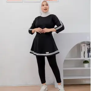 Setelan baju olahraga 3in1  reguler-jumbo setelan rok legging baju senam wanita baju zumba yoga tenis dan bersepeda