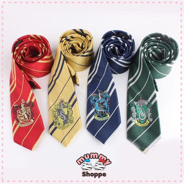 Dasi cosplay motif salur asrama penyihir Biru Kuning Hijau Merah 2