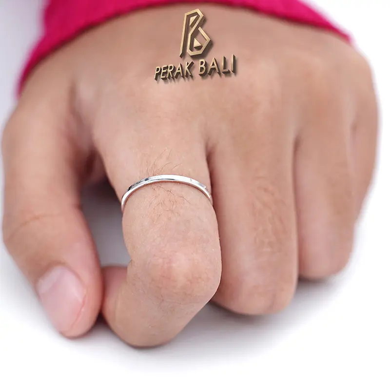 Cincin Simple Perak 925 Asli Cincin Wanita Minimalist Kotak Plain 1