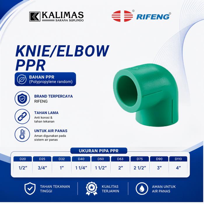 Gambar Knie Pipa PPR / Equal Elbow 90 deg (RIFENG) F12-L25 x 25 dari kalimas.online Kota Administrasi Jakarta Pusat Tokopedia