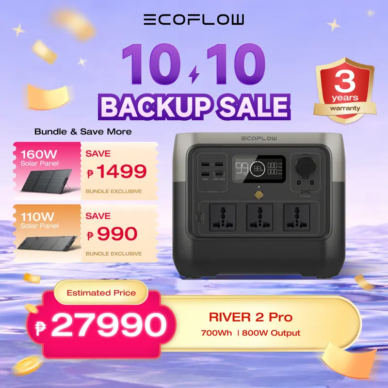 EcoFlow RIVER 2 Pro 700Wh Portable Power Station Solar Generator with LiFeP04 Quick Charge in 70 Minutes 3 x 800W AC Sockets for Emergency Backup Camping Motors Home Backup Rainy Season Parol