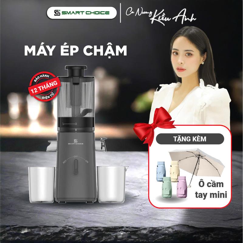 [Kèm Quà Tặng] Máy Ép Chậm SMARTCHOICE Tặng 1 Ô mini Chính Hãng, Máy Ép Trái Cây 150W Ép Kiệt Bã Làm Kem Dễ Dàng - BH 12 tháng