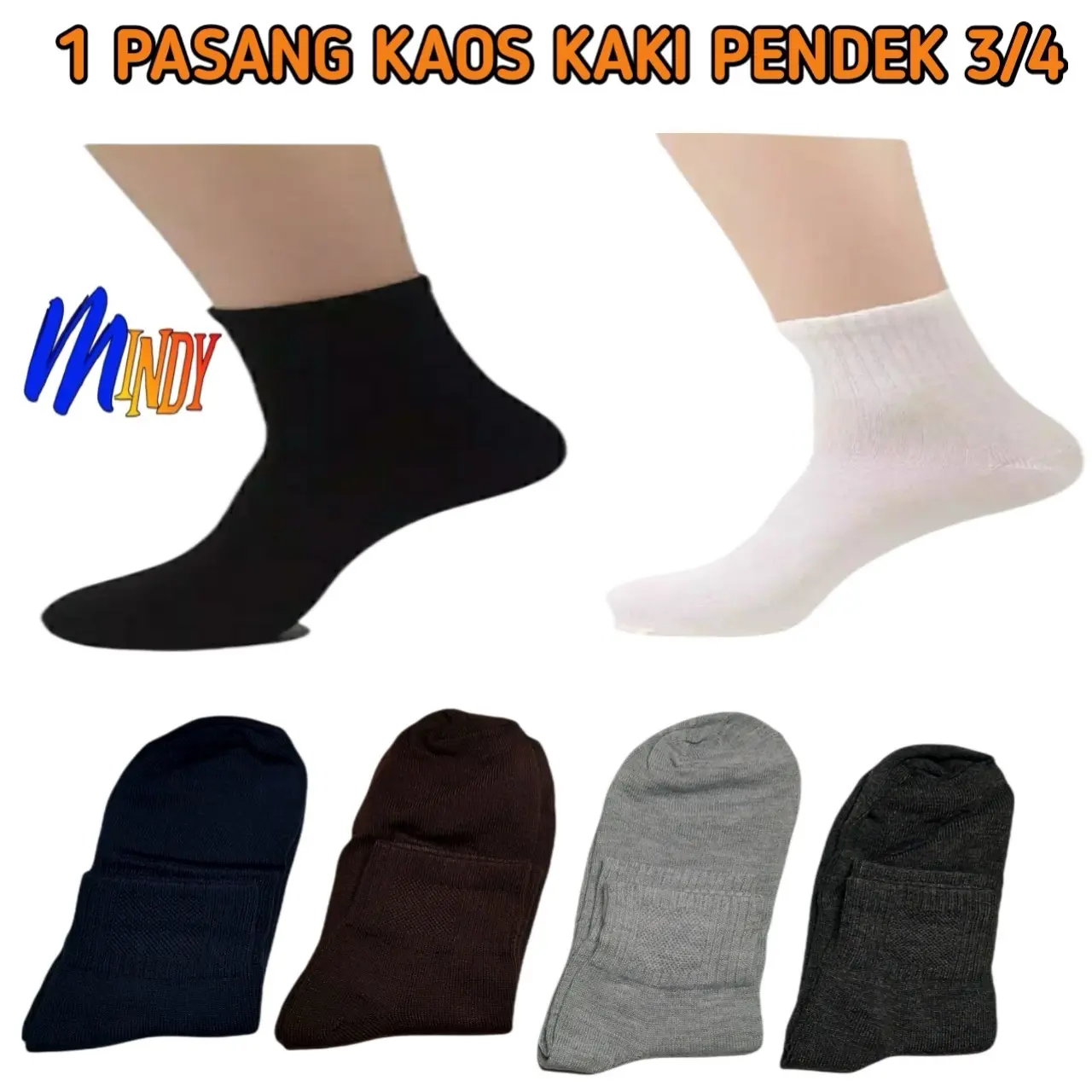 1 PASANG KAOS KAKI PENDEK 3/4 WANITA DAN PRIA Dewasa Kerja