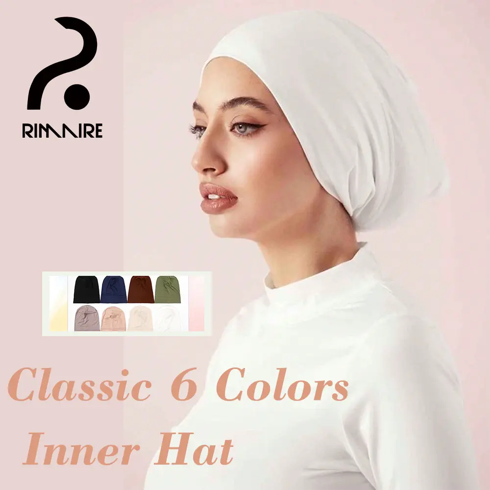 RIMAIRE Inner Hijab Classic Black Undercap Soft Solid Hair Cover Cap Headscarf underscarves all seasons