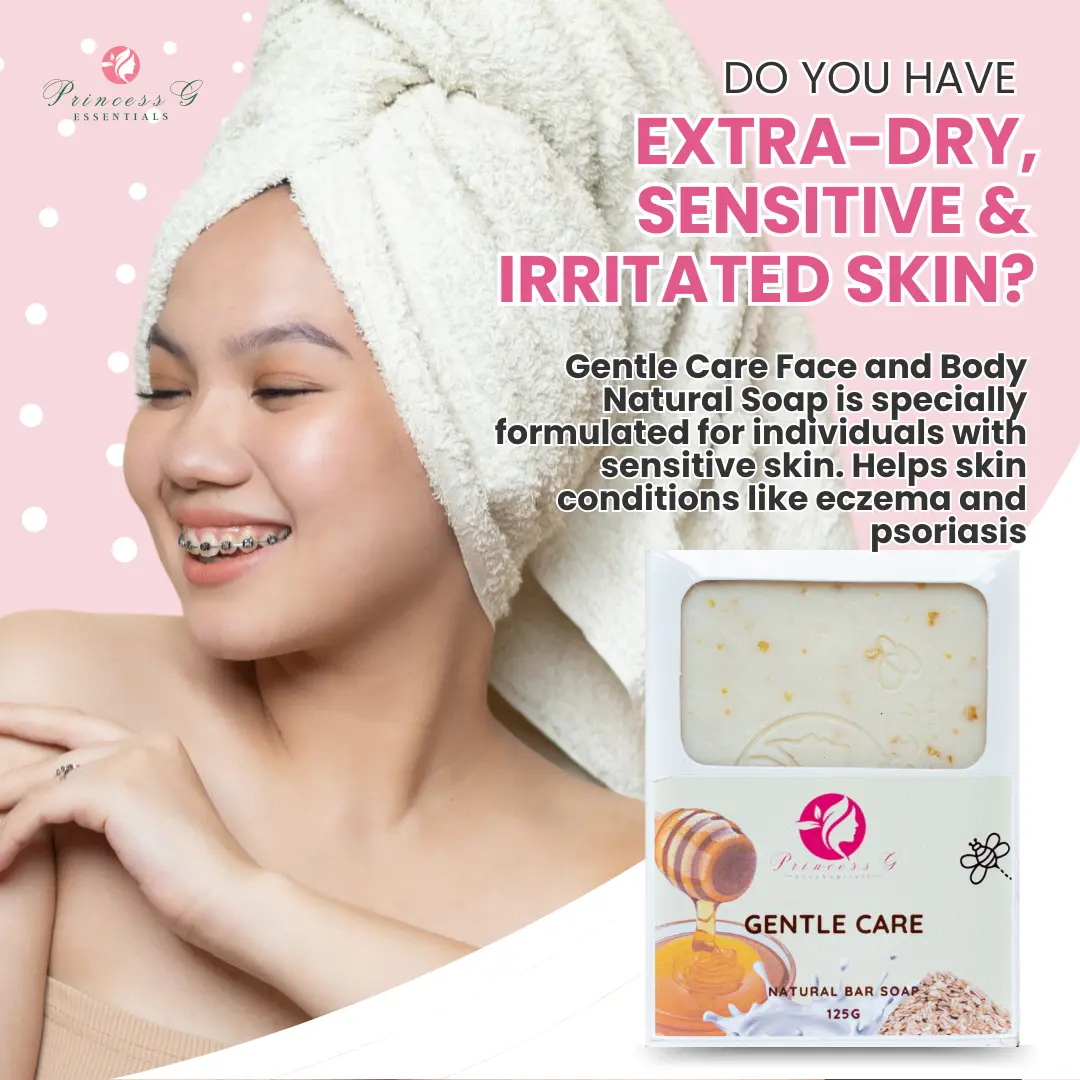 Princess G Gentle Care Natural Soap Bar 125g for Sensitive, Dry and Itchy Skin - Nourishing Comfort