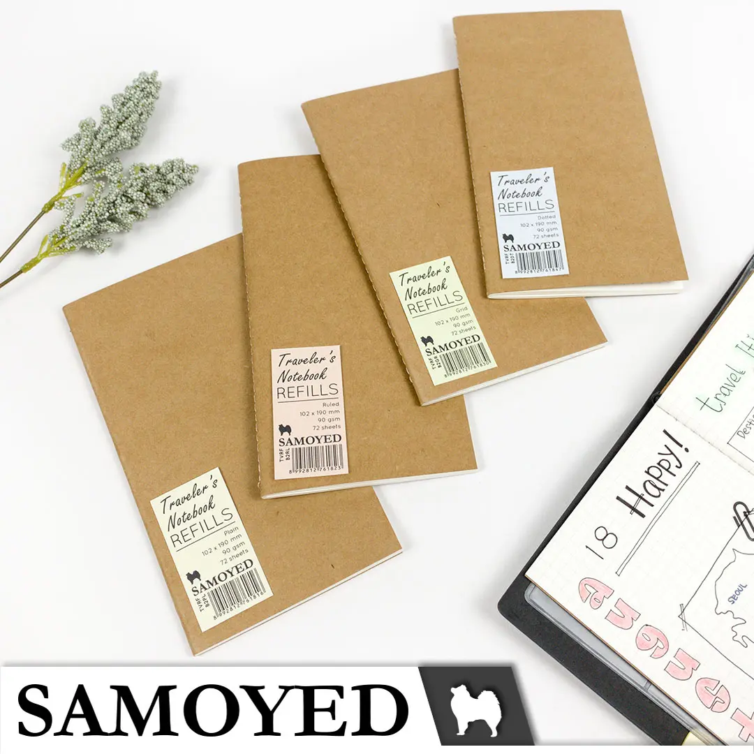 SAMOYED TVRF-B2 Isi / Refill Kertas / Buku Tulis / Catatan / Agenda / Jurnal / Traveler's Notebook / Diary / Journal Refills Plain Ruled Grid Dotted Polos Garis Kotak Titik