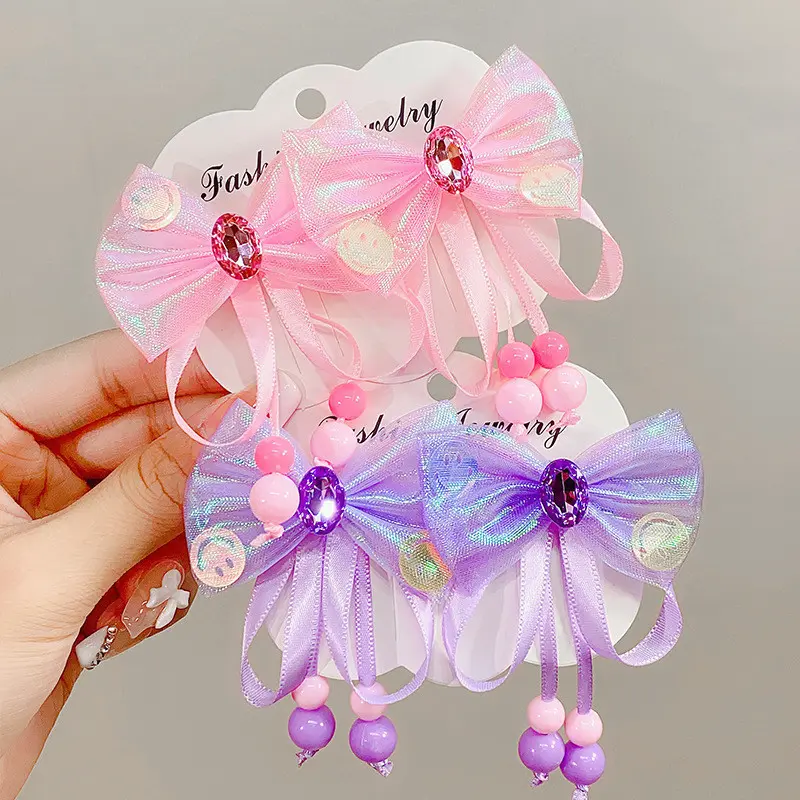 ED - 2PCS / SET JEPITAN RAMBUT PITA ANAK MODEL TALI MUTIARA KOREAN / JEPIT RAMBUT PITA ANAK LUCU KOREA 3
