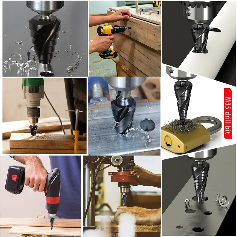 Mata Bor Pagoda Untuk Baja 3 Pcs Spiral HSS Steel Titanium Coated mata bor Pagoda besi kerucut Cone drill hole saw 4