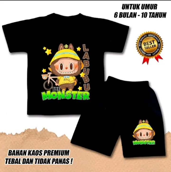 Baju Setelan Anak Laki Laki Labubu Viral Terbaru Bahan Premium Usia 2-10 Tahun Terlaris Katun Travel Blue