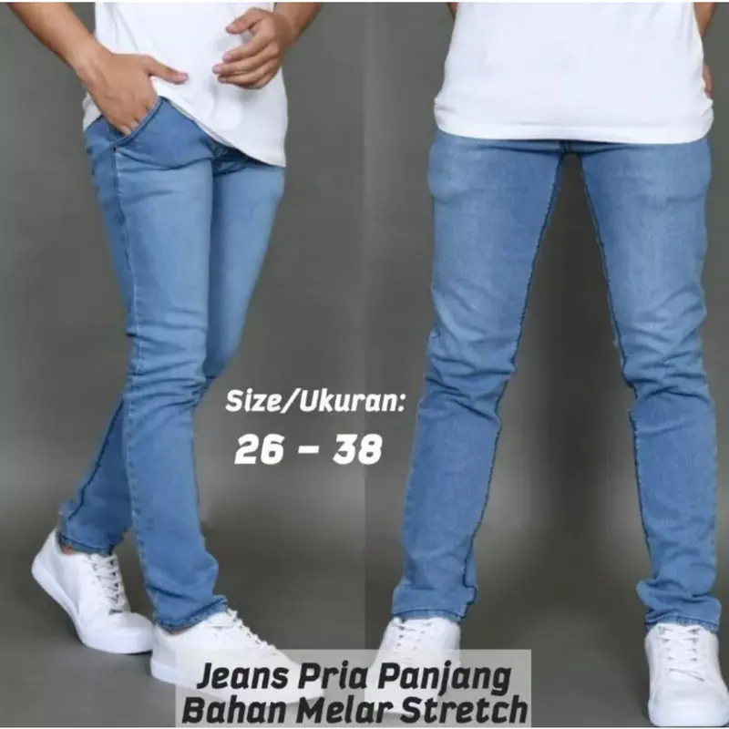 Celana Jeans sobek robek Ripped Abu pria model Slim fit premium 5