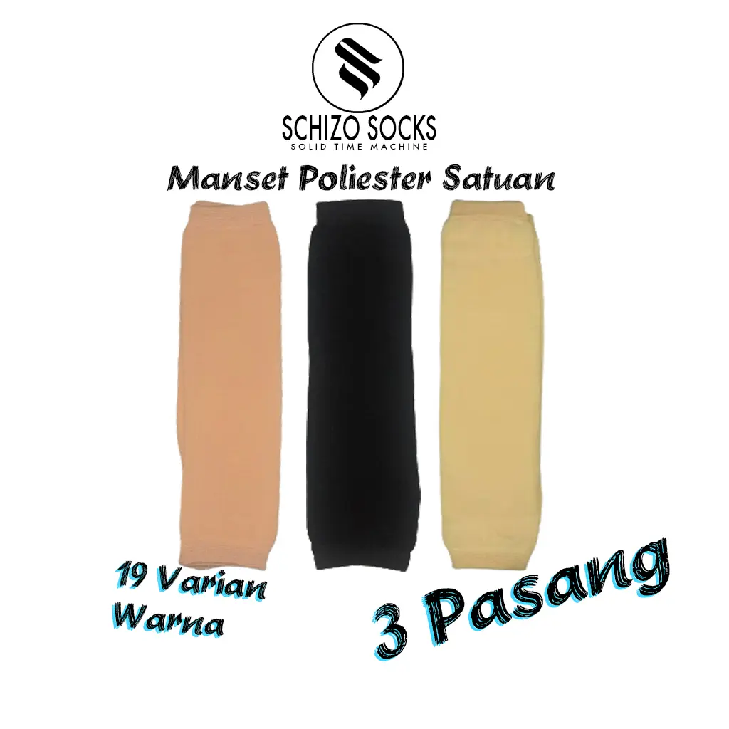 3 Pasang Manset Tangan Polyester | Handsock Polyester Muslim Panjang