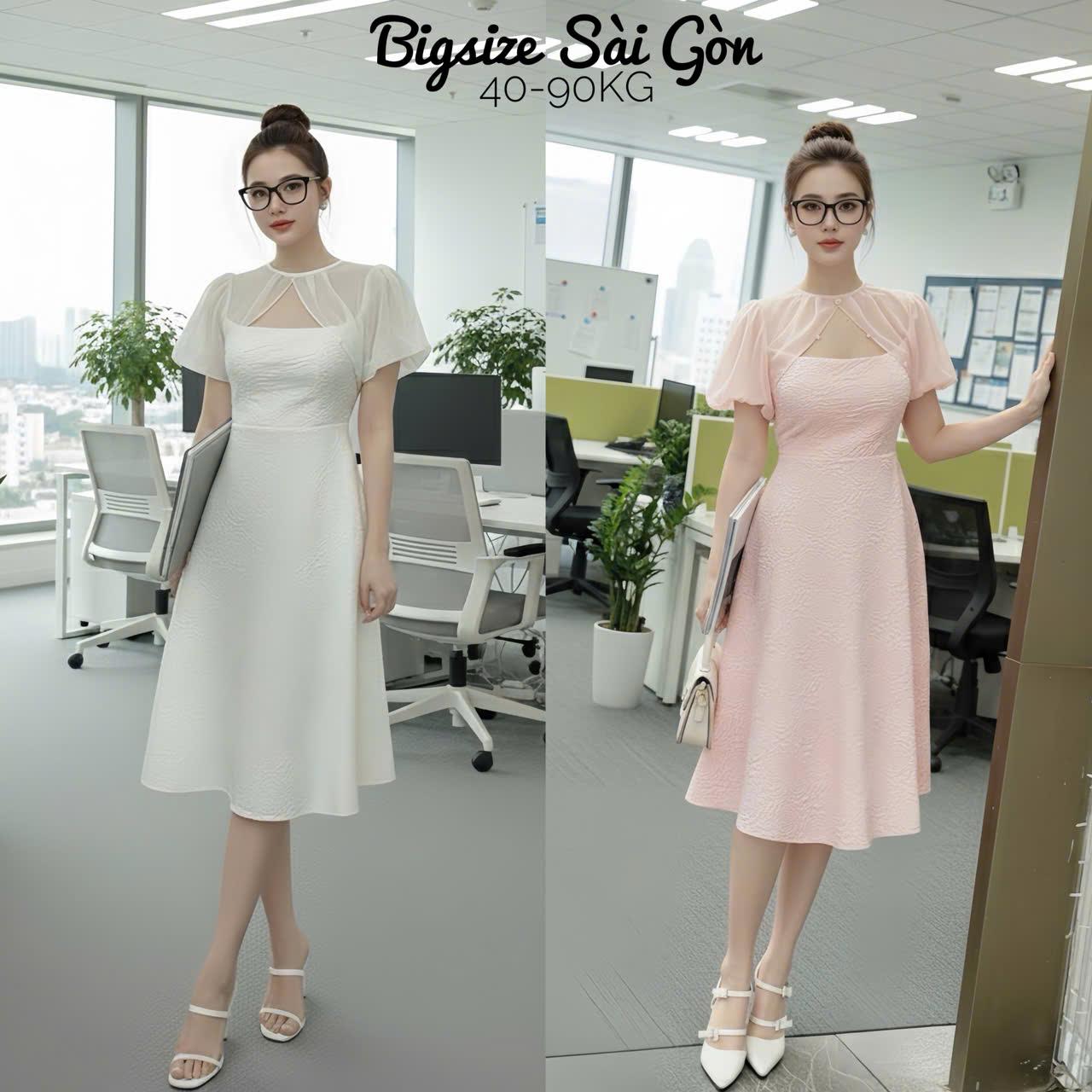 Váy Thời Trang Nữ Dự Tiệc Vải Xốp Hoa Thanh Lịch Bigsize Nữ 40-95Kg Thời Trang Nữ  - B.1317