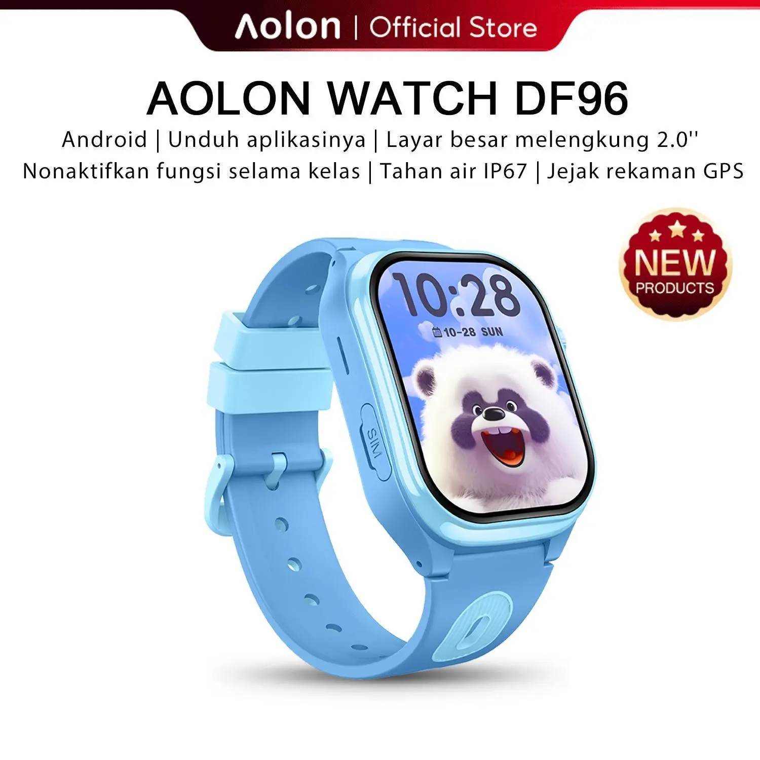 【24H Ship】Aolon DF96 Jam Tangan Pintar Anak 4G | Video Call HD, GPS Tracker Akurat (GPS+LBS+WiFi+AGPS), Chat Real-Time, Bisa Download Semua Aplikasi