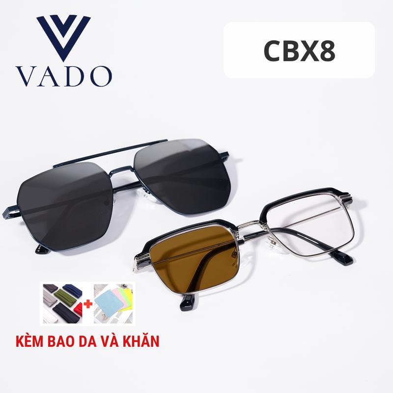   LIVE CBX8 - MUA 1 ĐƯỢC 2 - Kính Mắt gọng titan mạ phong cách Mắt kính râm thời trang nam - Đi kèm bao da và khăn lau 