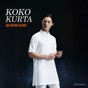 EDISI LEBARAN! Tunik Kemeja Henley Linen Katun Kurta Pria Kemeja Gaun Polos Lounge Kaftan Slimfit Hitam Panjang Dewasa Casual Baju