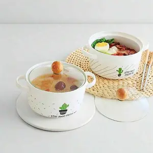 Mangkok Keramik Tutup Kaca dengan Tutup Transparan Mangkok Keramik Tutup Kaca dengan Tutup Transparan