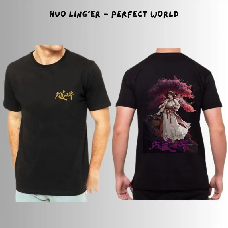 Kaos Donghua Huo Ling'er Perfect World Huang Shi Hao Murah berkualitas cotton Combed 24s Baju Donghua Distro Nyaman Pendek Pria Motif Kaos Santai Kekinian Unisex Distro  Kaos Anime Baju Combed Nyaman Pendek 3