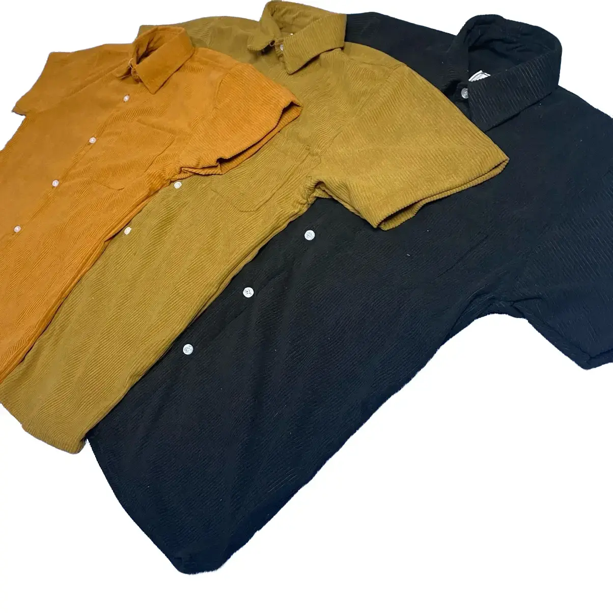 Kemeja Corduroy Tangan Pendek Unisex Pria Katun