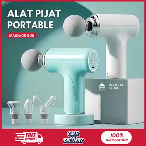Alat Pijat Elektrik Premium Massage Gun 4 in 1 Getar Terapi Relaksasi Otot Tubuh Punggung Myung - Pijit, Leher