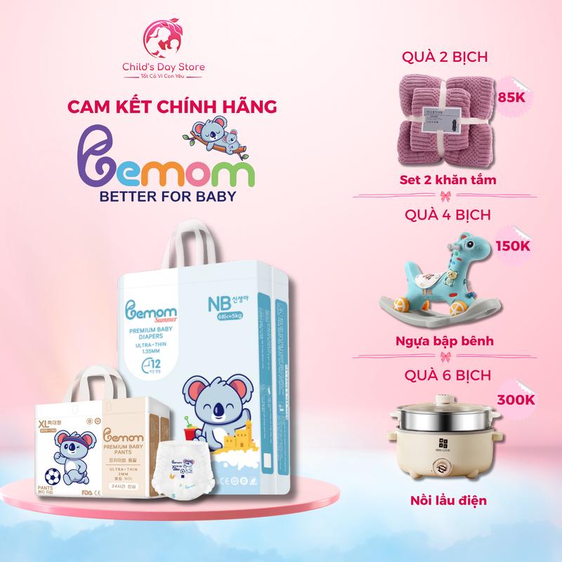 (Có quà) COMBO 2 Bịch BEMOM Hàn Quốc Quần/Dán Đủ Size - Bản cải tiến Tã Bỉm bemom summer/ bemom plus/ bemom premium bỉm mỏng, bỉm đóng hè - Childs day store