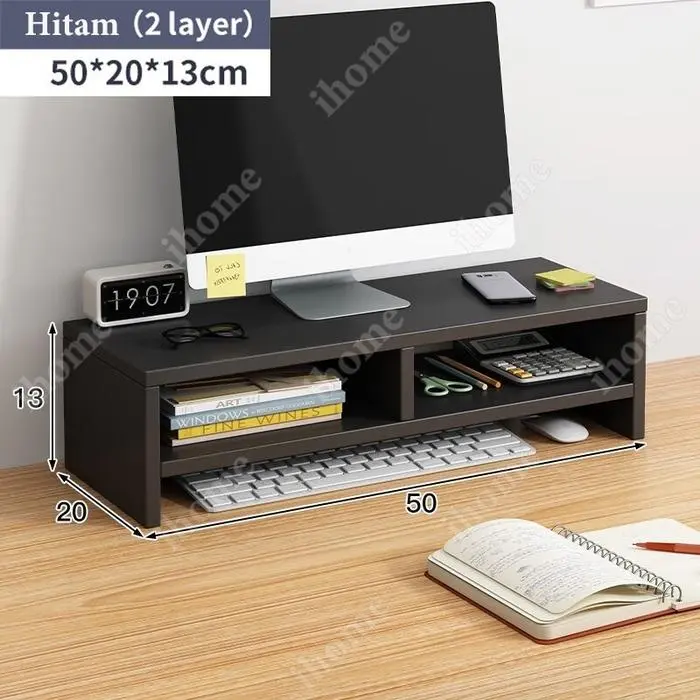 FUFU Rak Meja Stand Monitor Rak Monitor Desktop Dudukan Komputer Kayu Rak Buku Kayu
