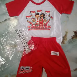 EXCLUSIVE LIVE (FREE STIKER NAMA) SETELAN RAGLAN 17 AGUSTUS KEMERDEKAAN ANAK UNISEX KATUN