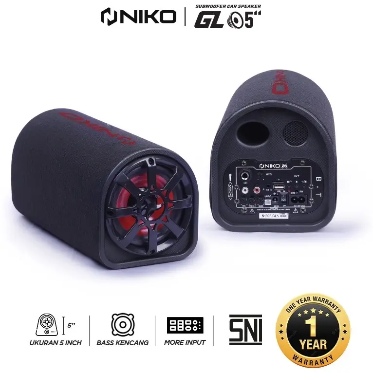 ￼SPEAKER PORTABLE NIKO GL-5 SUBWOOFER CAR SPEAKER 5 INCH 30 WATT 2