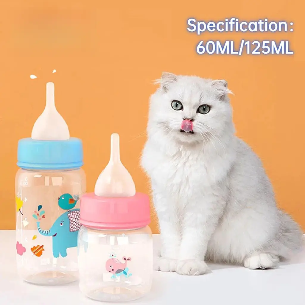 Puppy Kitten Feeding Bottle  Set Cat Dog Bady Nursing Water Milk  Newborn Cat Drink Home Travel 60ml 125ml