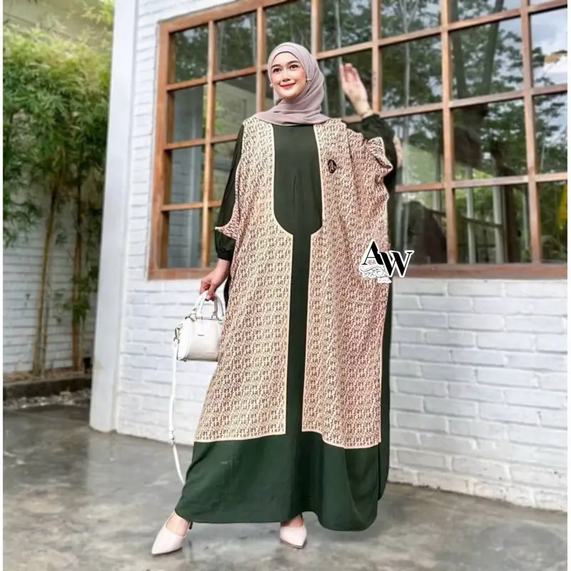 Jingga Kaftan by Daster Qu Gamis Kaftan Rayon Premium Busui Motif Grosir Klamby Baju Muslim Wanita Jumbo 2