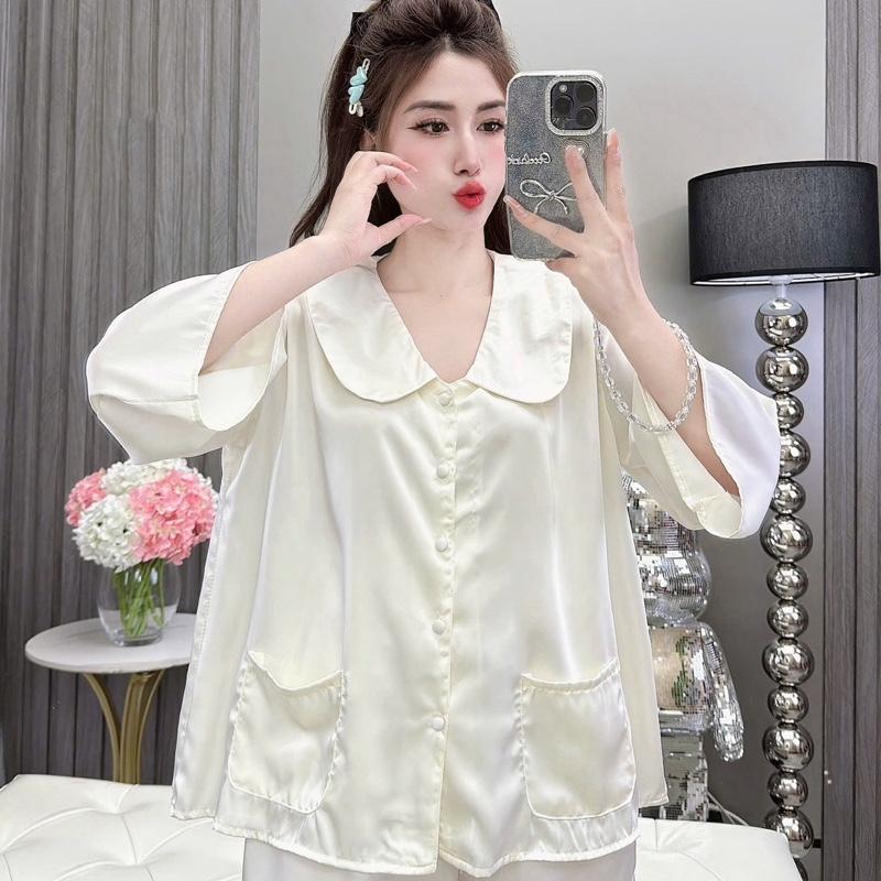  Bộ Pijama Lụa Latin-Quần Đùi Áo Cánh Dơi Tay Lỡ Điệu Cực Xinh 40-60kg ,Nữ Women 
