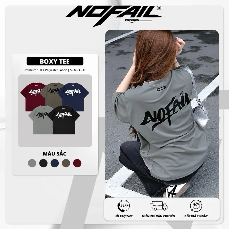 [DEAL HỜI - SẢN PHẨM MỚI]  Áo Thun Form Boxy Unisex NOFAIL Chất Polyester Streetwear Có BIGSIZE A02