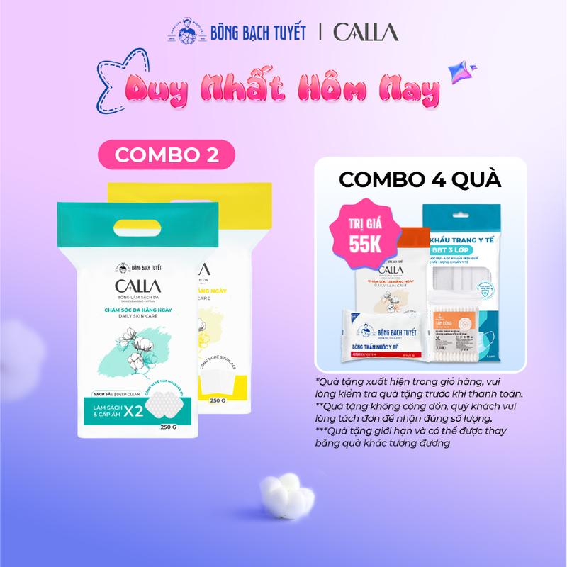  Combo 2 túi bông tẩy trang Calla Bông Bạch Tuyết mềm mịn 250g + sạch sâu 250g #skincare #bongtaytrang #lamsachda Cosmetic 