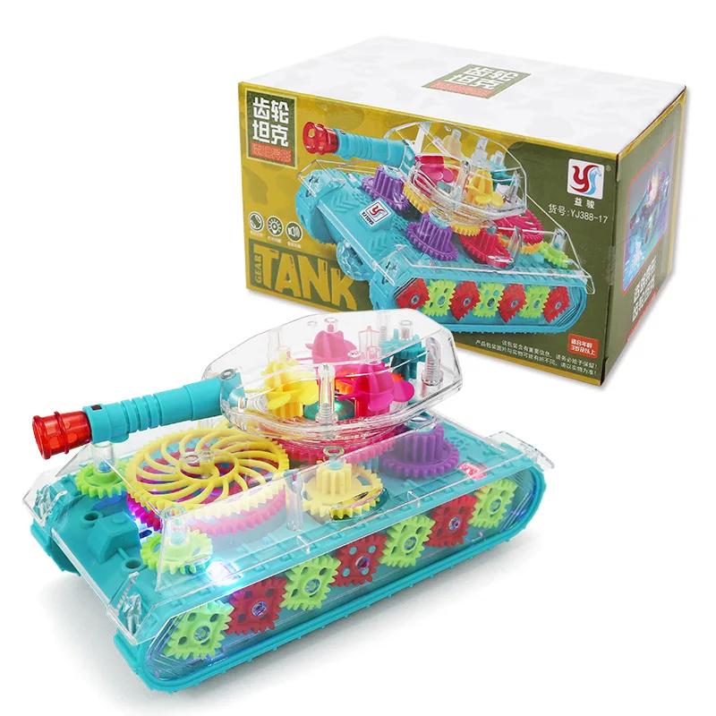 Light Up Transparent Gears Police Car Toy for Kids Bump and Go Toy Car for Boys Girl Educational Baby Toys Car Music LED Effects 8