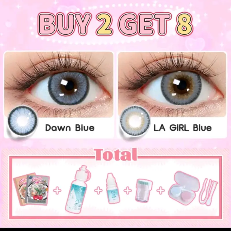 (buy 1 get 8 ) mystic ayes normal contact , 2 pasang softlens , 60ml pembersih , 10ml tetes mata , alatcuci, aplikator, case softlens 5