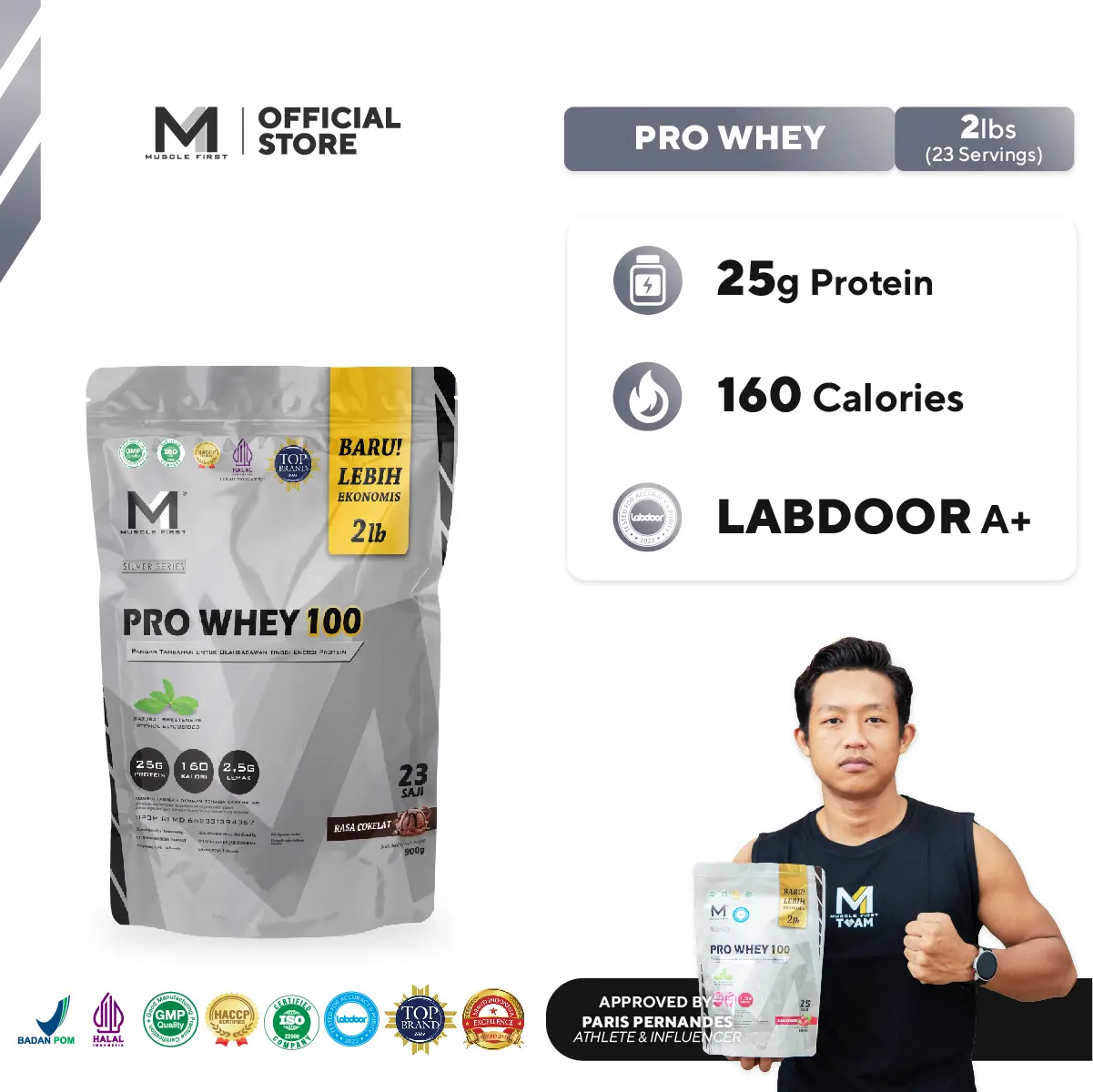 MUSCLE FIRST Pro Whey 100 2lbs/900gr - Whey Protein Suplemen Fitness
