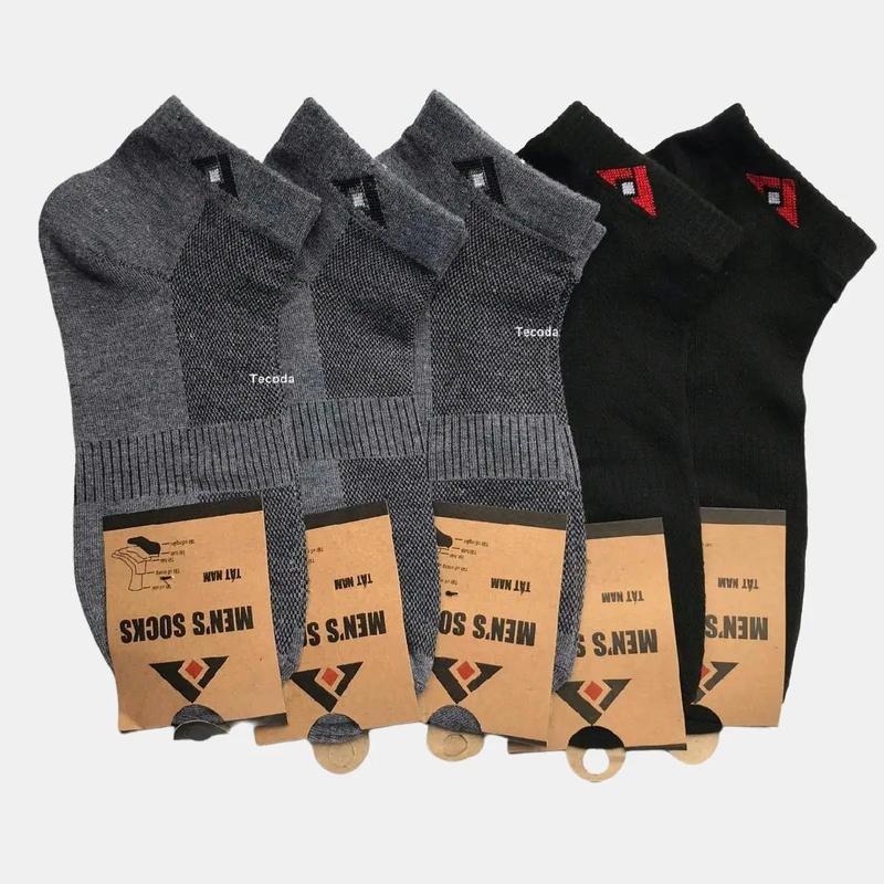   CHỌN MÀU  Combo 10 Đôi Tất Nam Cổ Ngắn Bo Chun Màu Đen & Xám Vải Cotton Dày Vừa Có Lưới Thoáng Khí FreeSize 37-43 Co Giãn 4 Chiều 