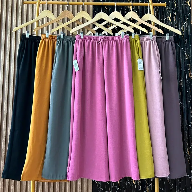 Celana Crinkle Jumbo Serut Wanita - Kulot Airflow Tali Serut - Karet 0