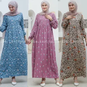 LAVINA MIRANDA GAMIS RAYON MOTIF LENGAN PANJANG KARET