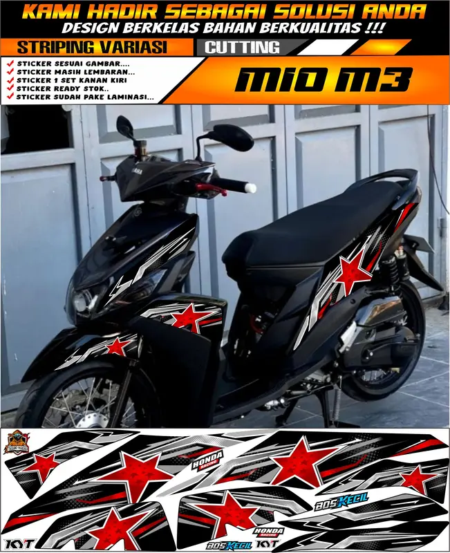 STRIPING VARIASI MIO M3 BINTANG THAILAND , STICKER MOTOR Motorcycle 1