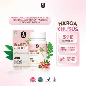 MamaBear ASI Booster 30 Kapsul Pelancar ASI - Halal BPOM Almond Kelor Jahe Merah Fenugreek Free Fish Allergy Free untuk Busui