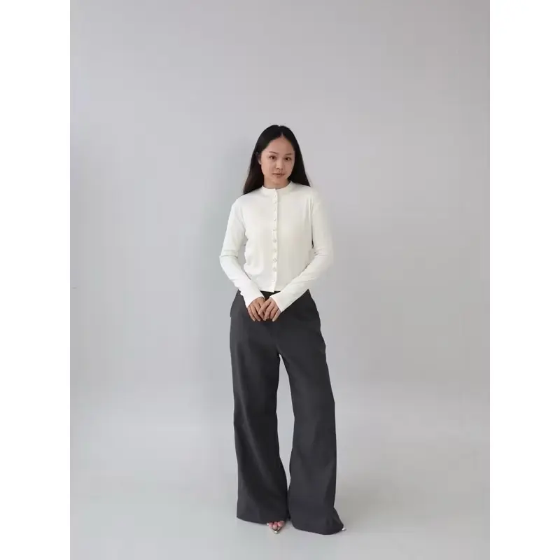 SAT - Olive Top Cardigan Knitwear Wanita / Cardi Korean Style Knit Rib Lengan Panjang Kardigan 5