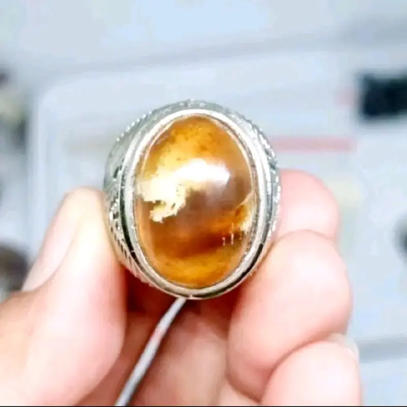 Cincin batu akik getah katilayu corak natural disenter tembus Elegan 4