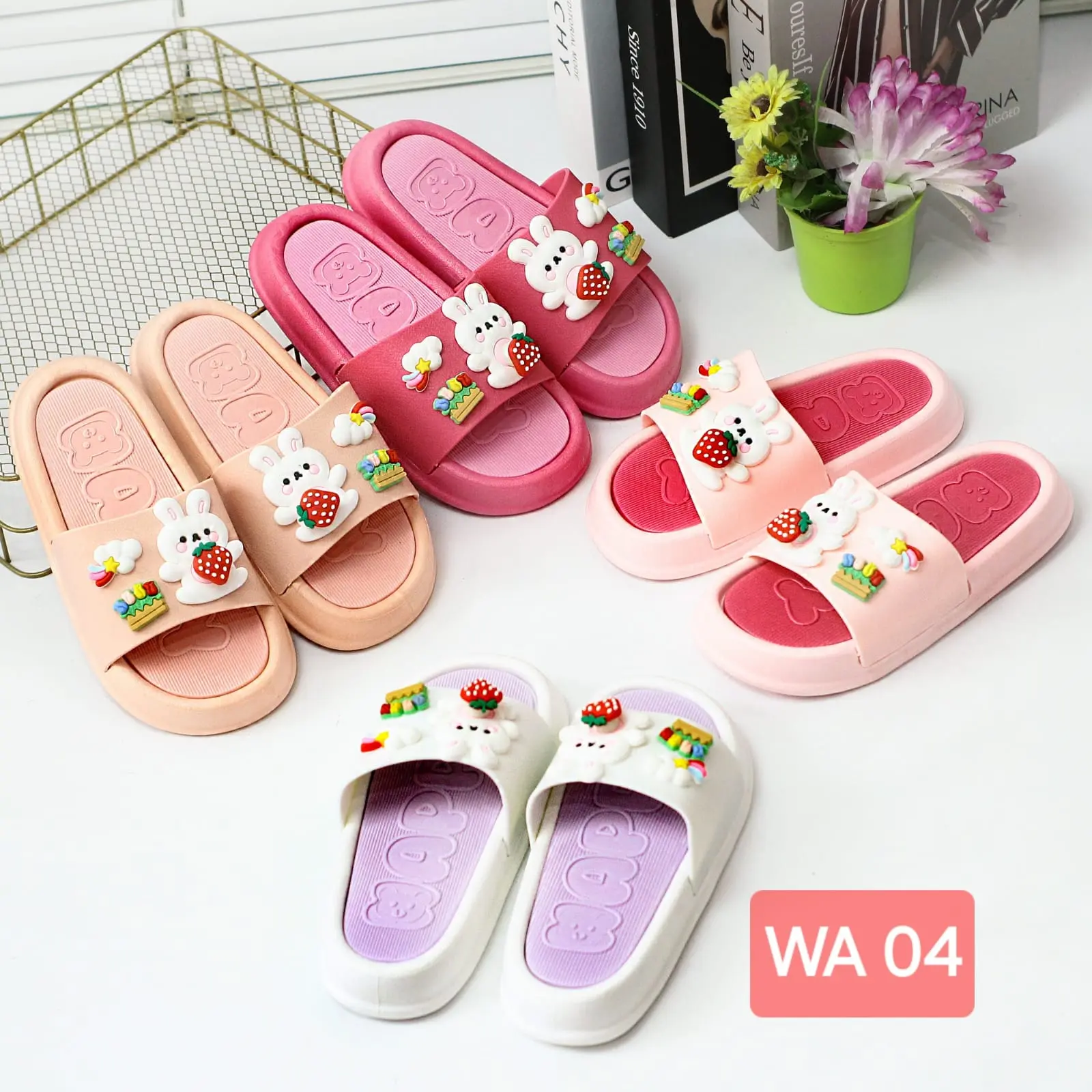 HR COLL Sendal Selop Anak Perempuan Variasi Animal Fruit Ringan Antilicin WA 04
