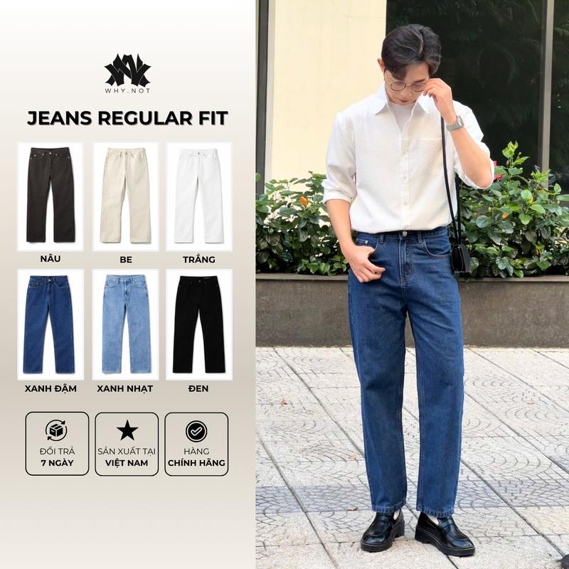 WHY.NOT QUẦN JEAN NAM FORM BAGGY MÀU XANH QUẦN JEAN NAM SUÔNG TRƠN TRẮNG ĐEN NÂU BE XANH QUẦN BÒ NAM CẠP CAO Size S-7XL CHÍNH HÃNG MADE IN VIỆT NAM
